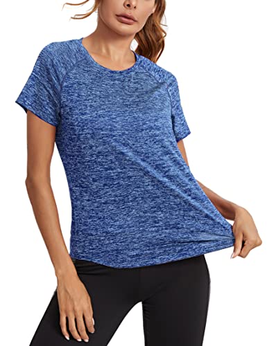 Wayleb Camiseta Deportivo Mujer Camiseta de Manga Corta Camiseta Holgada de Secado Rápido Camisetas de Malla Mujer Yoga Fitness Top Ropa Deportiva Entrenamiento Atlético