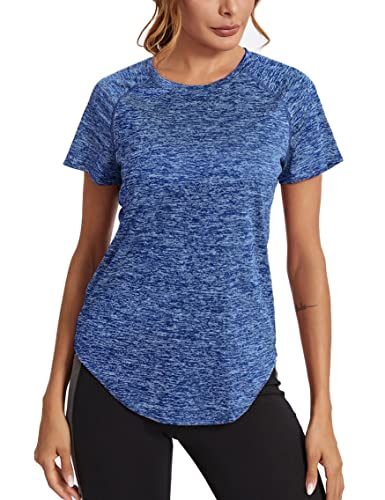 Wayleb Camiseta Deportivo Mujer Camiseta de Manga Corta Camiseta Holgada de Secado Rápido Camisetas de Malla Mujer Yoga Fitness Top Ropa Deportiva Entrenamiento Atlético