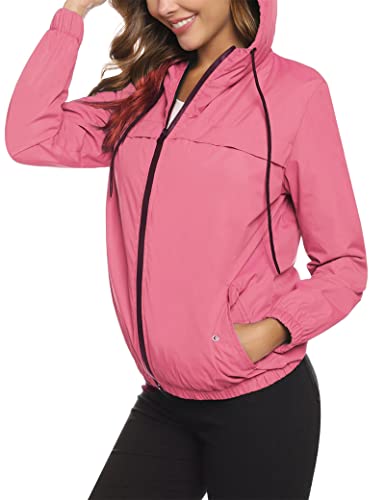 Wayleb Cortavientos Mujer Chaquetas Deportivas Mujer Abrigo Impermeable Mujer Chaqueta Impermeable Secado Rápido Ligero Abrigo de Viento