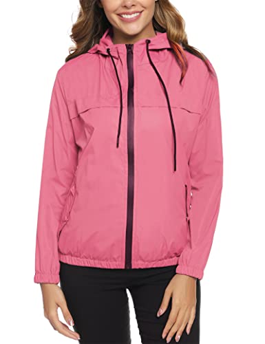 Wayleb Cortavientos Mujer Chaquetas Deportivas Mujer Abrigo Impermeable Mujer Chaqueta Impermeable Secado Rápido Ligero Abrigo de Viento