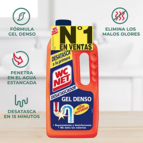 WC Net - Energy Desatascador Gel para Tuberías, Desatasca a la Primera, 1L