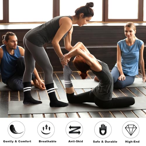 WDJLNZB 6 Pair Calcetines Antideslizantes, Calcetines Pilates Calcetines Deporte Algodón Para Yoga, Pilates, Hospitales, Antideslizantes Para Mujeres y Hombres, Para El Hogar, Entrenamiento, Deporte