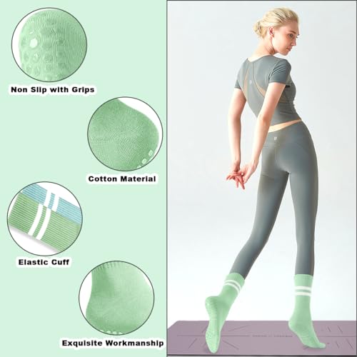 WDJLNZB 6 Pair Calcetines Antideslizantes, Calcetines Pilates Calcetines Deporte Algodón Para Yoga, Pilates, Hospitales, Antideslizantes Para Mujeres y Hombres, Para El Hogar, Entrenamiento, Deporte