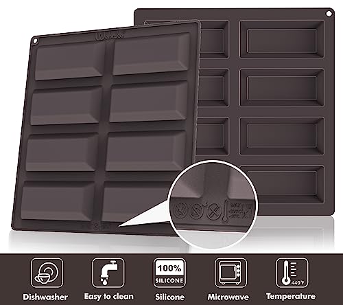 webake Molde de silicona de financier 2 unidades 8 cavidades antiadherente molde tarta rectangular para galletas, chocolate, galletas, 24,7 x 23,6 x 1,5 cm