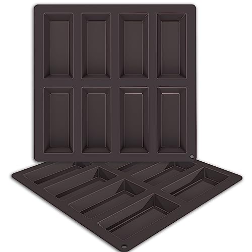 webake Molde de silicona de financier 2 unidades 8 cavidades antiadherente molde tarta rectangular para galletas, chocolate, galletas, 24,7 x 23,6 x 1,5 cm