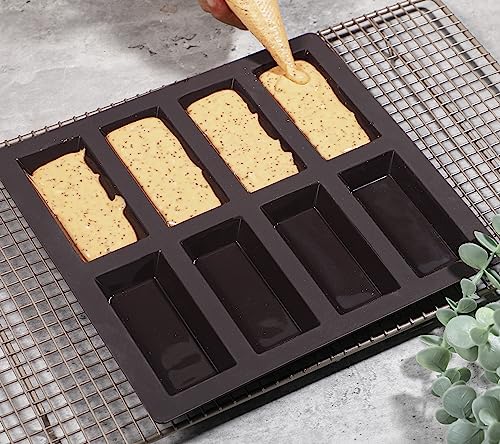 webake Molde de silicona de financier 2 unidades 8 cavidades antiadherente molde tarta rectangular para galletas, chocolate, galletas, 24,7 x 23,6 x 1,5 cm