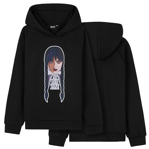 Wednesday Sudadera Niña Miércoles Addams - Sudadera con Capucha Cómoda - Ropa Niña y Chica Adolescente 7-16 Años (Negro/Hug,13-14 años)