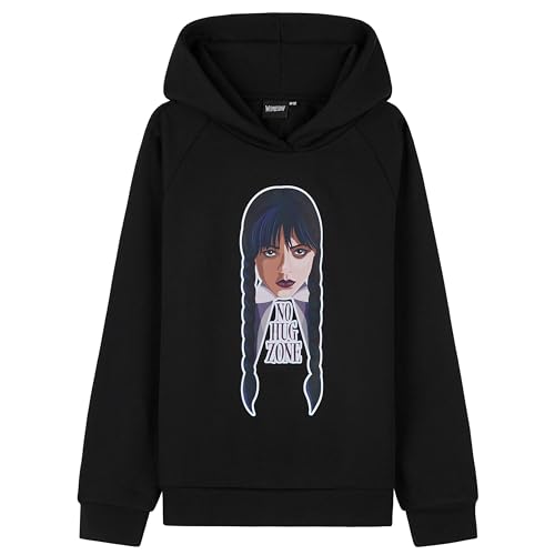 Wednesday Sudadera Niña Miércoles Addams - Sudadera con Capucha Cómoda - Ropa Niña y Chica Adolescente 7-16 Años (Negro/Hug,13-14 años)