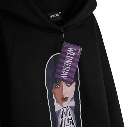 Wednesday Sudadera Niña Miércoles Addams - Sudadera con Capucha Cómoda - Ropa Niña y Chica Adolescente 7-16 Años (Negro/Hug,13-14 años)