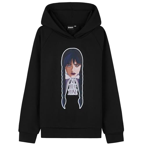 Wednesday Sudadera Niña Miércoles Addams - Sudadera con Capucha Cómoda - Ropa Niña y Chica Adolescente 7-16 Años (Negro/Hug,13-14 años)