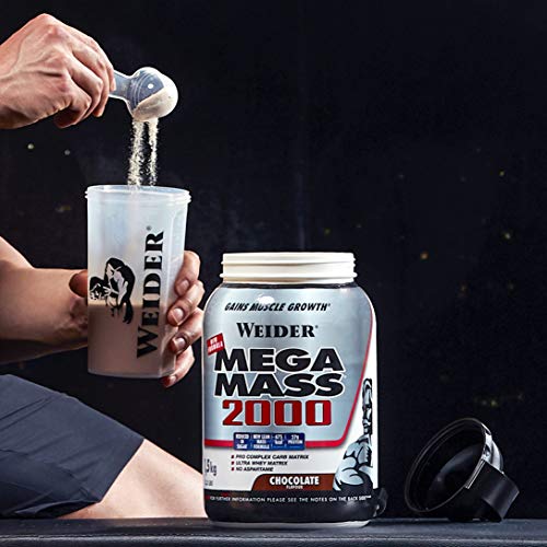 Weider Mega Mass 2000 Sabor Vainilla (1500 g). 67% de hidratos y 16% proteínas. Enriquecido con Vitaminas y Minerales. Con menos azúcares