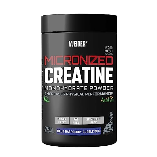 Weider Micronized Creatine Monohydrate Powder (70g) Sabor Chicle de Frambuesa. Monohidrato de Creatina 200 Mesh con AstraGin, Stevia, Vegano, Aumento del Rendimiento Físico