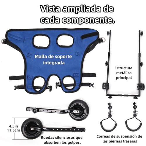 WeiJangg Silla de Ruedas for Perros pequeños con Patas traseras, Silla de Ruedas para Perros,Silla de Ruedas for Mascotas,Ayuda a Las Mascotas a Hacer Ejercicio y recuperarse, Andador, Ajustable