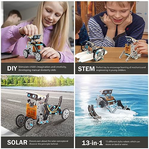 Weinsamkeit Robots Solares, 13 en 1 Kit de Robot Solar STEM Juegos Educativos Robotica Ciencia Construcción de Juguetes Robótica Manualidades Kit Regalos para Juegos Niños Niña de 8 9 10 11 12 13 Años