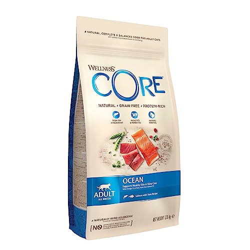 Wellness CORE Océano Adulto, Comida Seca para Gatos, Comida Seca para Gatos para una Piel Sana y Capa Brillante, sin Granos, Alto Contenido de Pescado, salmón y atún, 1,75 kg