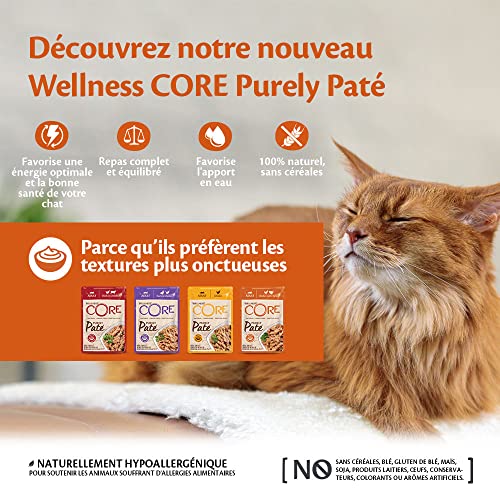 Wellness CORE Purely Paté de Pollo para Gatos, Comida húmeda con Alto Contenido de Carne, sin Cereales, 24 x 85 g, Brand is Wellness CORE.