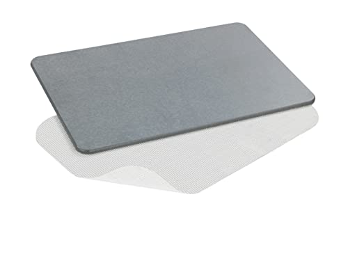 Wenko Alfombra de baño «Simi» de tierra de diatomeas, alfombra de sauna higiénica antideslizante, natural y duradera con propiedades de absorción de agua, de secado rápido, 60 x 39 cm, gris