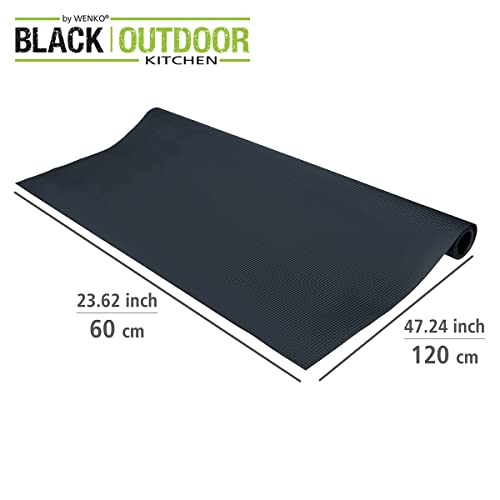 WENKO Alfombra de protección del suelo contra las salpicaduras de grasa, negro, efecto antideslizante, para colocar bajo el grill, esterilla impermeable ideal para exterior, 120 x 60 cm