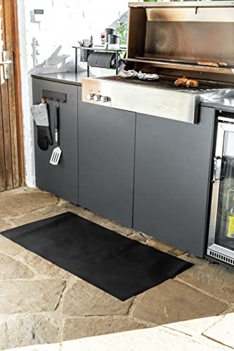 WENKO Alfombra de protección del suelo contra las salpicaduras de grasa, negro, efecto antideslizante, para colocar bajo el grill, esterilla impermeable ideal para exterior, 120 x 60 cm