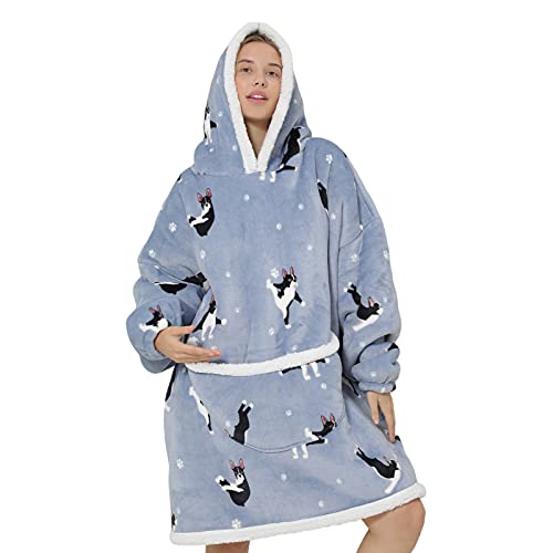 Wenlia Sherpa Hoodie Sudadera Manta, Manta Extragrande con Estampado Sherpa para niñas Mujeres, Sudadera con Capucha de Franela de Doble Capa, súper Suave y cálida Regalo para Madre e Hija