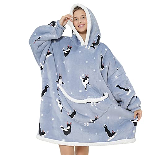 Wenlia Sherpa Hoodie Sudadera Manta, Manta Extragrande con Estampado Sherpa para niñas Mujeres, Sudadera con Capucha de Franela de Doble Capa, súper Suave y cálida Regalo para Madre e Hija