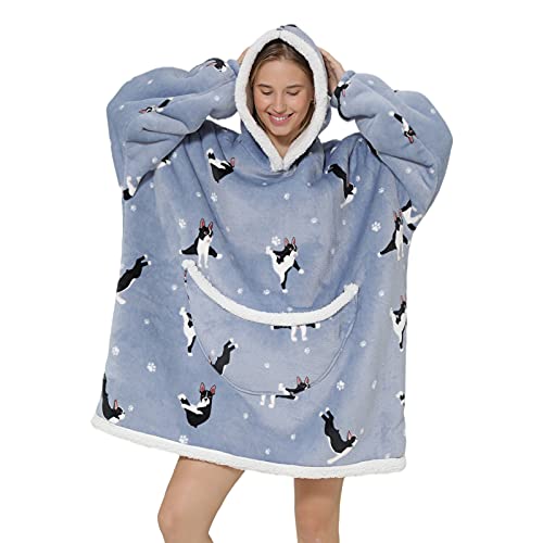 Wenlia Sherpa Hoodie Sudadera Manta, Manta Extragrande con Estampado Sherpa para niñas Mujeres, Sudadera con Capucha de Franela de Doble Capa, súper Suave y cálida Regalo para Madre e Hija