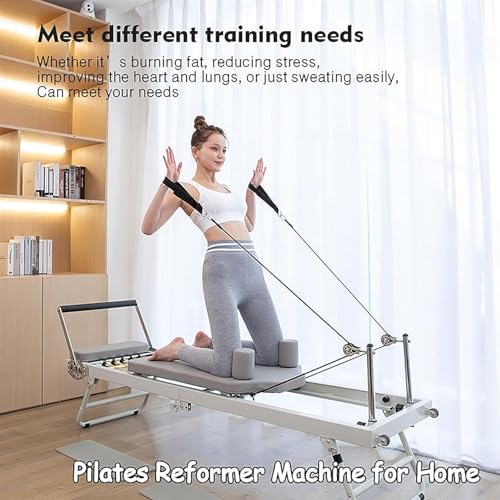 WENNEWU Reformador De Pilates, Cama De Yoga Plegable Multifuncional, Equipo Plegable De La MáQuina del Reformador De Pilates, Cama De Pilates De Intensidad Ajustable,Negro