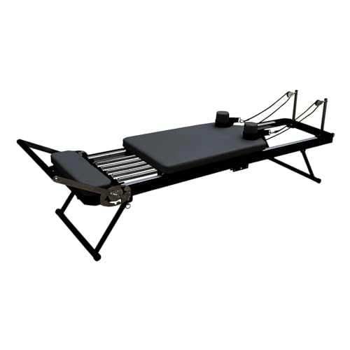 WENNEWU Reformador De Pilates, Cama De Yoga Plegable Multifuncional, Equipo Plegable De La MáQuina del Reformador De Pilates, Cama De Pilates De Intensidad Ajustable,Negro