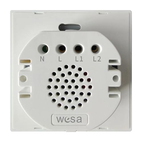 WESA - Doble Interruptor Táctil de cristal Negro empotrable, Caja de cristal con pantalla táctil, con material de montaje y con indicador LED