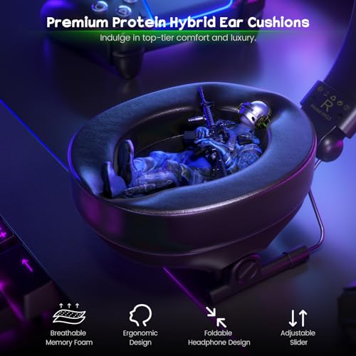 WESEARY Cascos Gaming, Cascos con Cable para Cancelación de Ruido, Auriculares Gaming Estéreo con Micrófono para PS4/PS5/PC/Xbox One/Switch, Cascos con Cable y Conector de 3.5mm, Luz RGB Genial