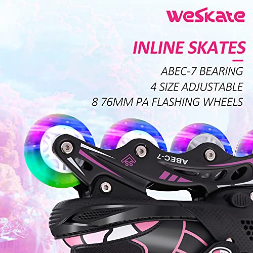 WeSkate Patines en línea para niños con tamaño Ajustable, Luces Intermitentes L (39-42)