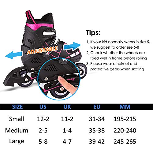 WeSkate Patines en línea para niños con tamaño Ajustable, Luces Intermitentes L (39-42)