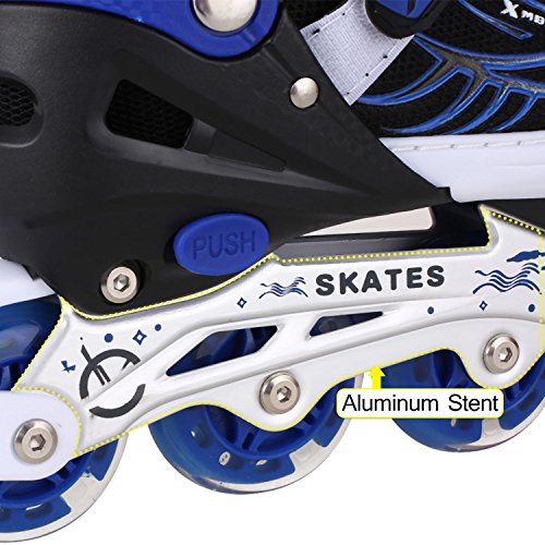 WeSkate Rollers Enfant Confortable Avec Roues Taille Ajustable Patins à Roulettes Filles et Garçons Taille S M L (Rose,Bleu)