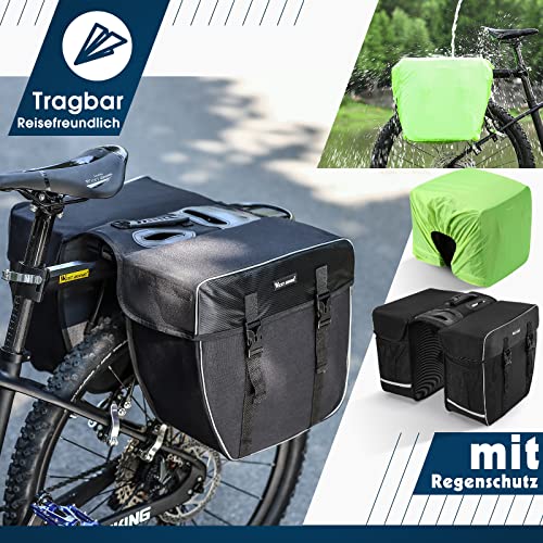 West Biking Alforja doble para bicicleta, gran bolsa para el maletero del asiento trasero con correa, resistente al desgarro para portaequipajes con protección contra la lluvia