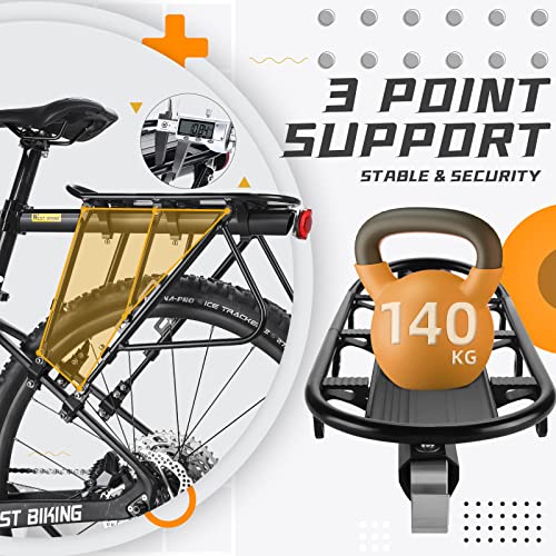 West Biking Portaequipajes para Bicicleta de montaña, 140 kg de Carga Estable MTB Portaequipajes de Bicicleta Ajustable, Cierre rápido portaequipajes, Accesorios para Bicicleta