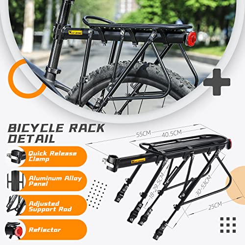 West Biking Portaequipajes para Bicicleta de montaña, 140 kg de Carga Estable MTB Portaequipajes de Bicicleta Ajustable, Cierre rápido portaequipajes, Accesorios para Bicicleta