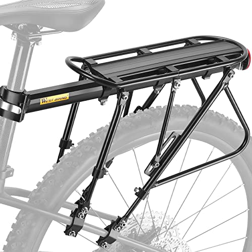 West Biking Portaequipajes para Bicicleta de montaña, 140 kg de Carga Estable MTB Portaequipajes de Bicicleta Ajustable, Cierre rápido portaequipajes, Accesorios para Bicicleta