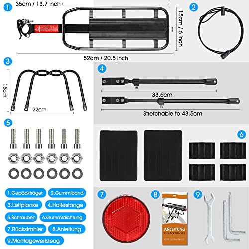 West Biking Portaequipajes para Bicicleta de montaña, Estable portaequipaje de Bicicleta de montaña MTB portaequipajes de Aluminio portaequipaje de Montaje fácil portaequipaje Bicicleta Trasera