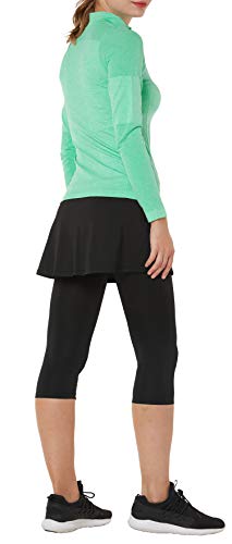 Westkun Pantalones de Falda Mujer Faldas Pantalón Falda con Leggins Deporte Pantalon Padel Faldas Corte de Hendidura Tenis Golf Faldas Pantalón Leggins con Falda 3/4 Tela Elástica 2 en 1 Negro S