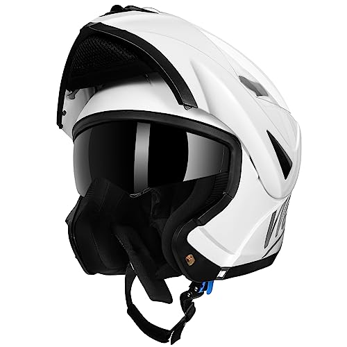 Westt Casco Moto Hombre y Mujer, Casco Integral, Casco abatible, Casco Moto Jet, Chopper, ciclomotor, Scooter, Casco Modular de Moto, Certificado ECE Dot, Blanco, L (59-60 cm)