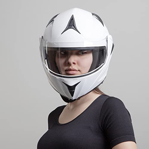 Westt Casco Moto Hombre y Mujer, Casco Integral, Casco abatible, Casco Moto Jet, Chopper, ciclomotor, Scooter, Casco Modular de Moto, Certificado ECE Dot, Blanco, L (59-60 cm)