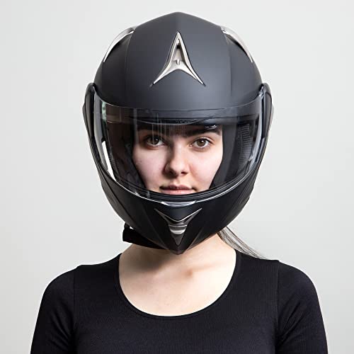 Westt Casco moto hombre y mujer, casco integral, casco abatible, Casco moto tipo jet, chopper, ciclomotor, scooter, casco modular de moto, certificado ECE DOT, negro, M (57-58 cm)