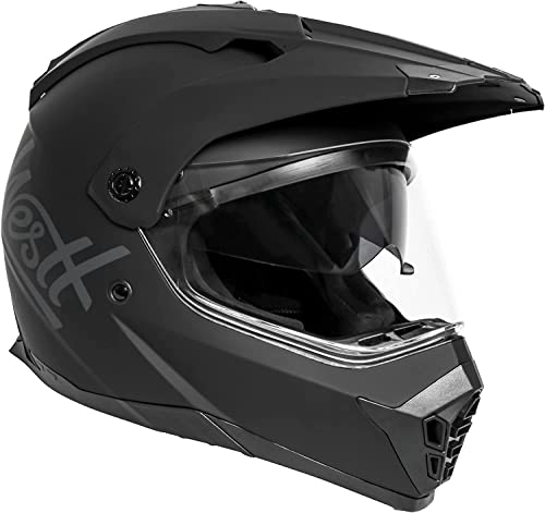 Westt Cross Casco De Moto Motocross Integral con Doble Visera - Negro Mate - Motocicleta Scooter Unisex - Certificado ECE, M