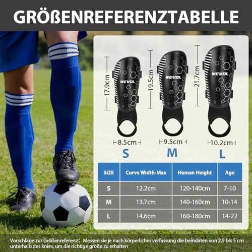 WEVOL Espinilleras Futbol Niño,Espinilleras Futbol Adulto Pequeñas con Velcro,Espinilleras Personalizadas con Tobillera Extraíble,Mini Profesional Caneleiras Futebol Criança para Hombre/Mujere(S)