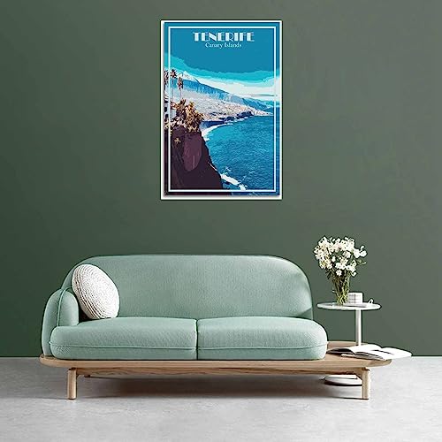 WEYUE Imprimir en lienzo Póster de viaje Vintage de las Islas Canarias TENERIFE, arte de pared, Mural, lienzo, decoración de habitación, carteles de pintura Sin marco 30x45cm