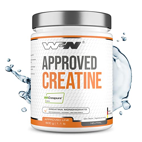 WFN Approved Creatine - Creapure - Neutro - 500 g - Creatina monohidratada - Polvo - Vegano - 166 Porciones - Fabricado en Alemania - Probado en laboratorio externo