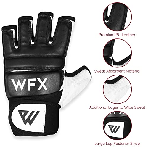 WFX Guantes de boxeo para artes marciales, lucha, muay thai (S, negro)