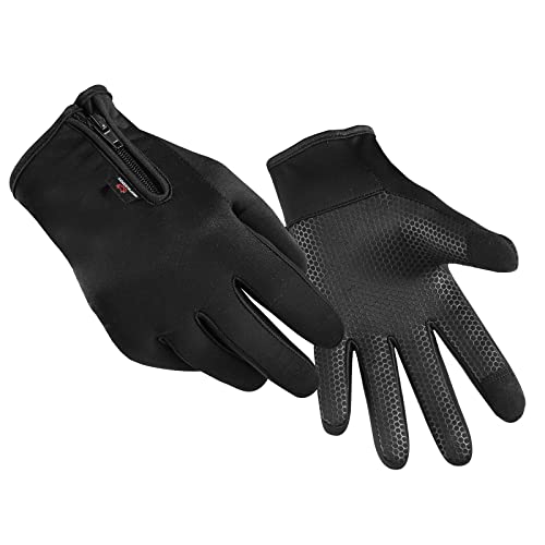 WFX Guantes de Ciclismo con Pantalla táctil térmica para Correr, Guantes de Invierno, cálidos y Resistentes al Viento, Antideslizantes, Forro Polar, Guantes cálidos para Hombres y Mujeres (M, Negro