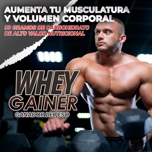 Whey Gainer | Alto contenido en Hidratos de Carbono | Con Proteína Whey, Magnesio, Harina de Avena y Maca | Sabor chocolate | 1,5kg