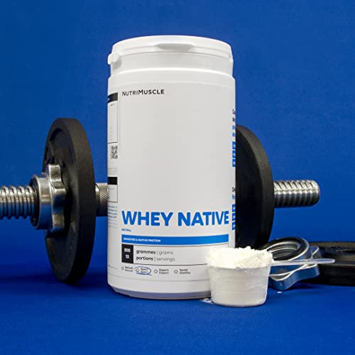 Whey Nativo 100% Puro | Proteína de Suero en Polvo • Baja en Lactosa • 80% de Proteínas • Creación muscular • Musculación/Fitness | Nutrimuscle | Aroma Natural Vainilla - 500 g